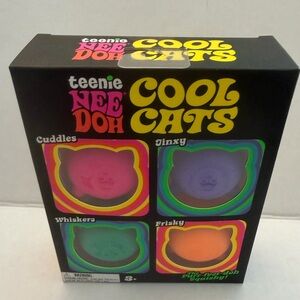 New! NeeDoh Teenie Cool Cats Set of 4~Pink, Purple, Teal, & Orange~Quick Ship!